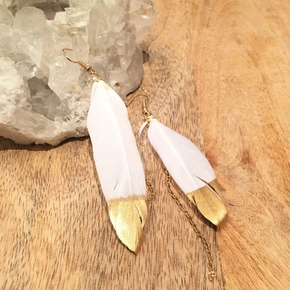 Gold Dipped Feather Earring